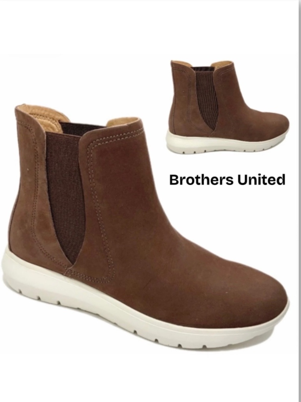 Brothers United Brown Suede Leather Chelsea Bootie Comfy Sneaker Ankle Boots 7.5